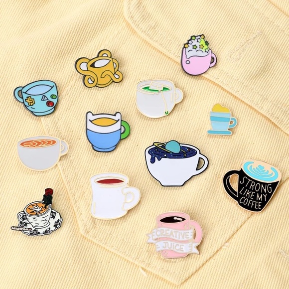 Funny Coffee Mug Cup “Creative Juice” Metal Enamel Pin Brooch - Picture 4 of 8
